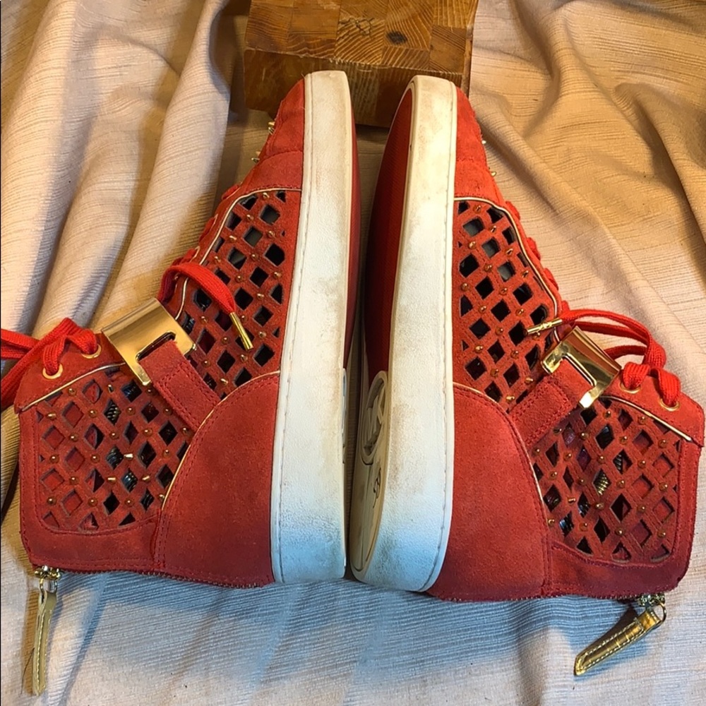 Michael Kors leather high studded sneakers w/zippr - Picture 8 of 16